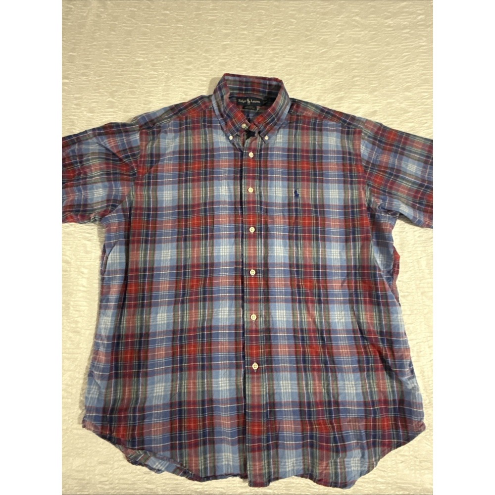 Polo Ralph Lauren Blake Shirt Mens Size XL Red Blue Dress Button Up Cotton